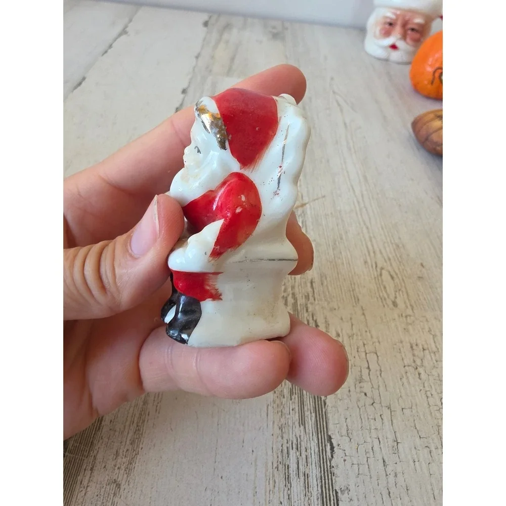 Vintage porcelain Japan Santa chair figurine Xmas decor village